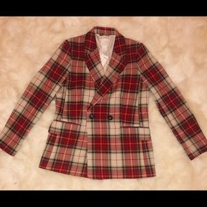 Red Plaid H&M Women Blazer